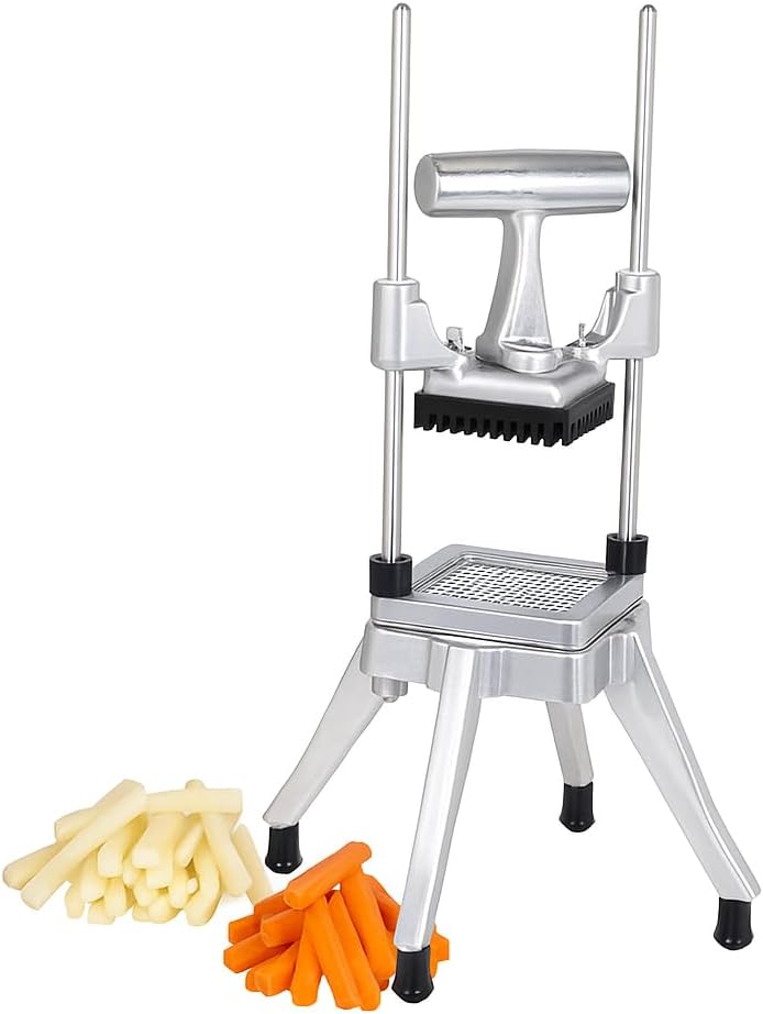 CLIVIA Commercial Vegetable Chopper, Stainless Steel French Fry Cutter, Potato Dicer, Fruit Slicer with 3 Blades 3/8" 1/4" 1/2", for Restaurants & Home