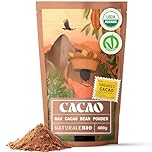 NaturaleBio Organic Cacao Powder 400g. Unsweetened Cocoa, Natural and Pure. Produced from Raw Cacao Beans of the Theobroma Plant. Source of Magnesium, Manganese and Phosphorus. Tested for Heavy Metals