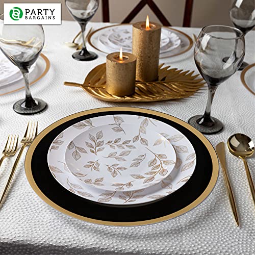 Party Bargains 13-Inch Charger Plates - 8 Pack, Black Gold Rim, Heavy-Duty Disposable Chargers For Elegant Dining - Ideal For Weddings And Formal Events #TOP4