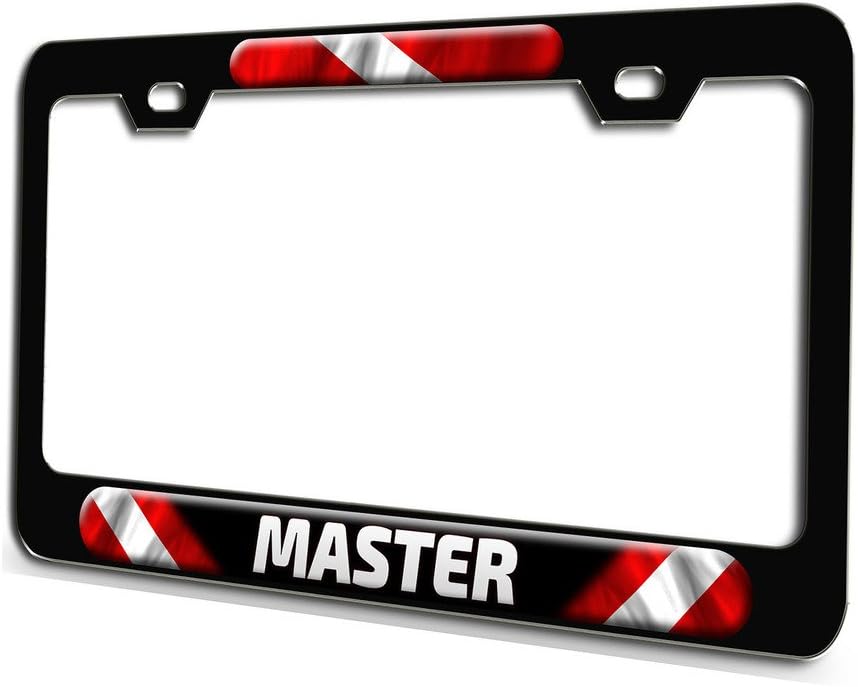 Makoroni - Master Scuba Diving Black Steel License Plate Frame 3D Style