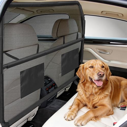 Sunexinlo Dog Car Barrier for SUVs,Trunks and Cargo Area, Universal-Fit Pet Divider Gate, 50Inch Wide Pet Barrier with See Through Net Mesh for Small Trucks and SUV & Mid-Sized Vehicle by Sunexinlo - Used condition - US$39.20