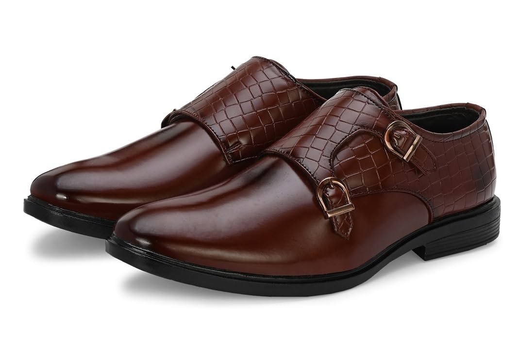 massari Faux Leather Monk Strap Formal Shoes for Men-picture-38