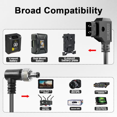 Cable D-Tap a DC con bloqueo para dispositivos de vídeo PIX-E7 y Atomos 2