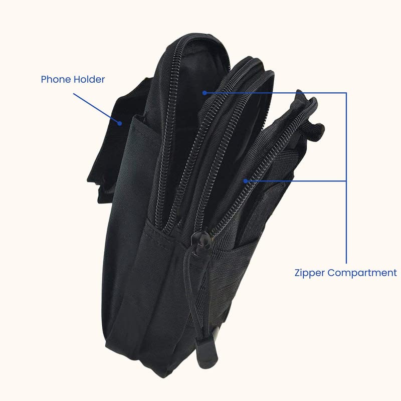 Image of Kraptick Multi-Purpose Water Resistant Waist Bag with Dual Compartment, Waist Bag Mobile Phone Holder, Waist Pack for Men, Women Camping Hiking Pouch (CP Camouflage & Black Grey) (Combo of 2)