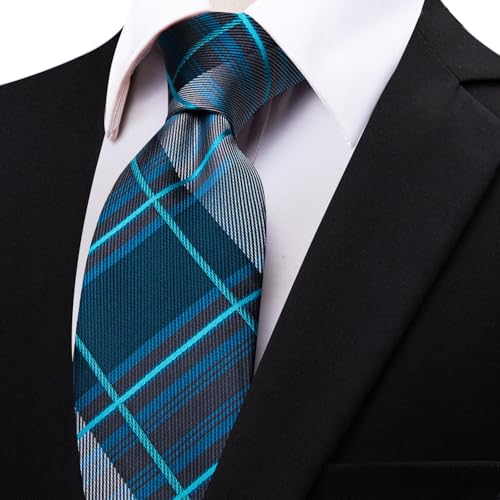 Image of YourTies Men's Neckties Striped Tie and Plaid Neckties for Men Woven Silk Tie Gold Tie Clip Set