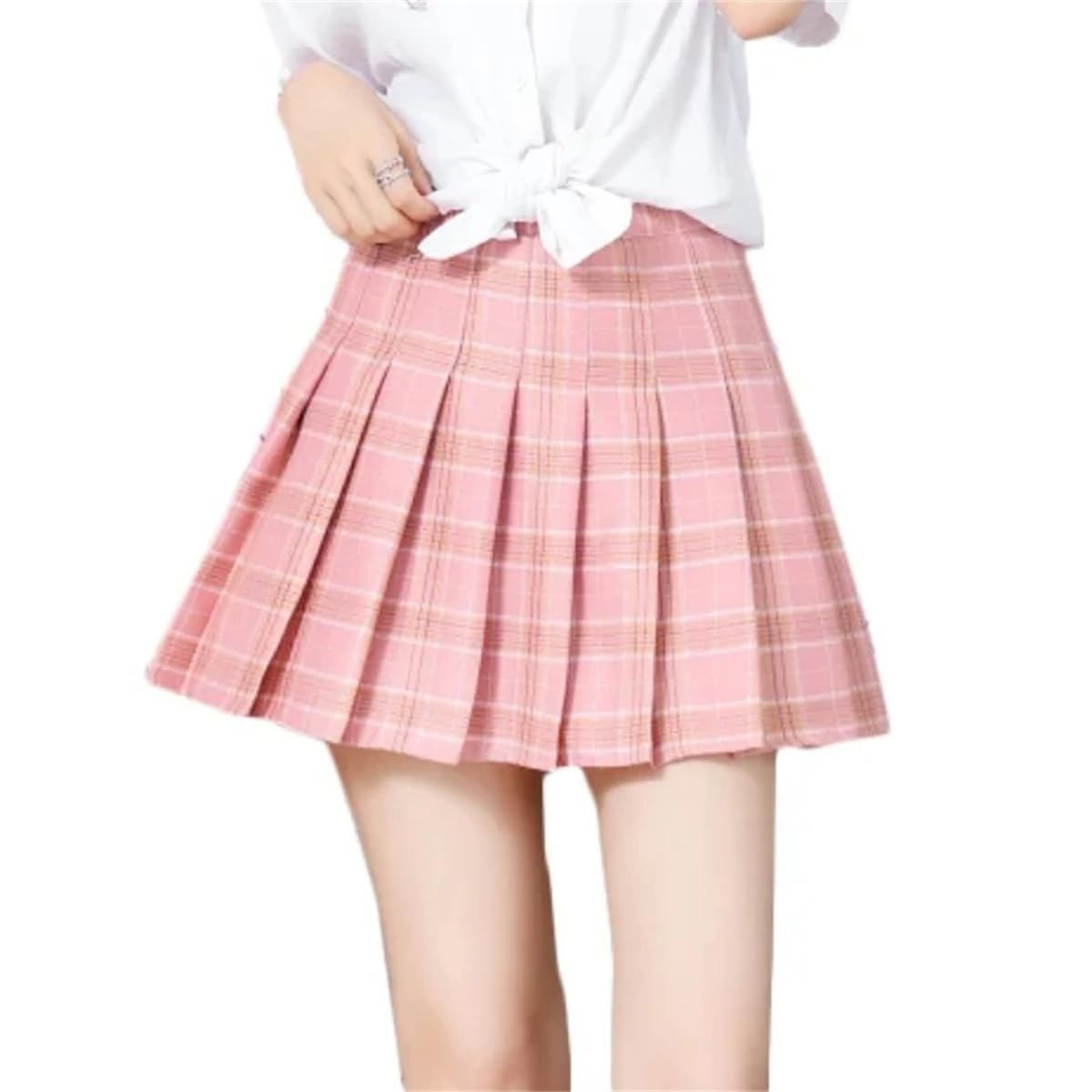 Gonna A Pieghe da Donna Primavera E Autunno Gonna Scozzese Sottile A Vita Alta Gonna Corta Estiva Anti-Esposta di Grandi Dimensioni