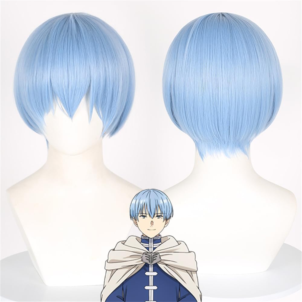 Short Anime Cosplay wig ice blue for Men's and Women's wig Halloween Costume Party Synthetic Wig