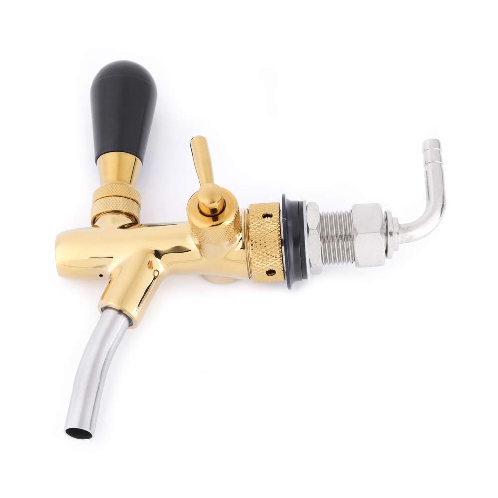 Robinet de Bière Réglable, Acier Inoxydable G5/8 Robinet de Bière Réglable Tige de Tirage Barre de Maison pour Système de Fût de Bière(Or)