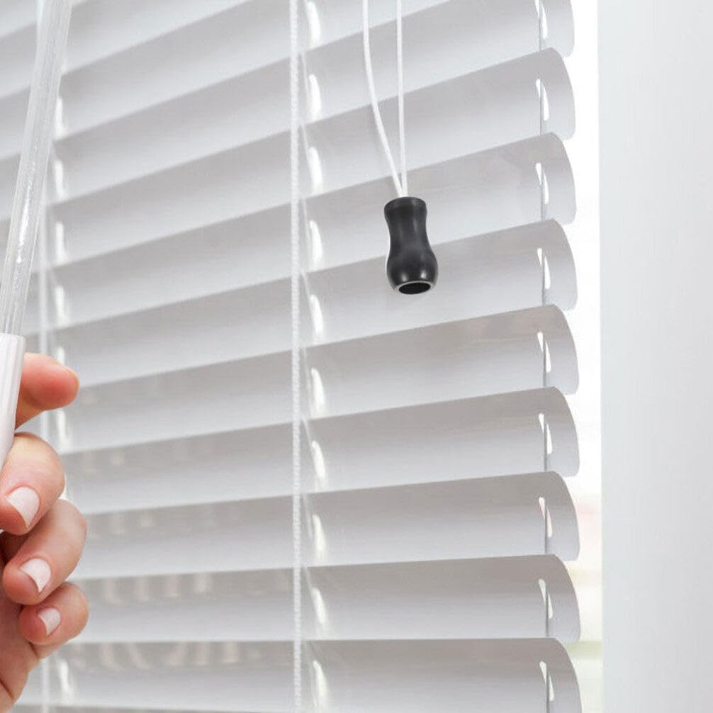 Blind Pull Cord Knobs - 12Pcs Black PVC Tassels for Window Blinds Easy DIY Curtain Pendant Accessories for Living Room and Bedroom