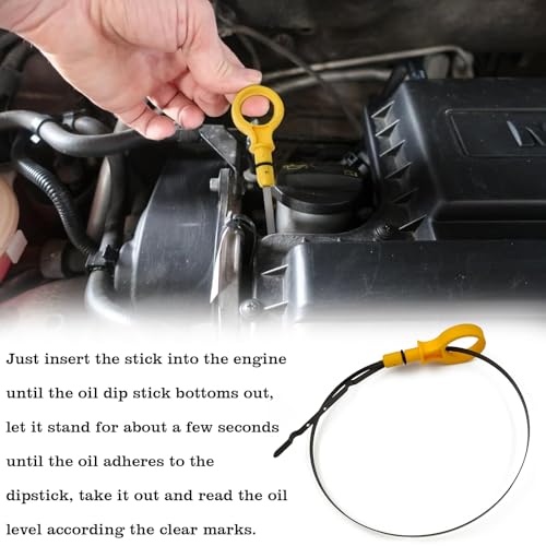 Image of BA5Z6750A Engine Oil Dipstick Indicator, Compatible with Ford Edge, Explorer, Flex, Lincoln MKS /MKT /MKX /MKZ, Fusion, Taurus, Mercury Milan /Sable Engine Oil Fluid Level Dip Stick Replace 917-369