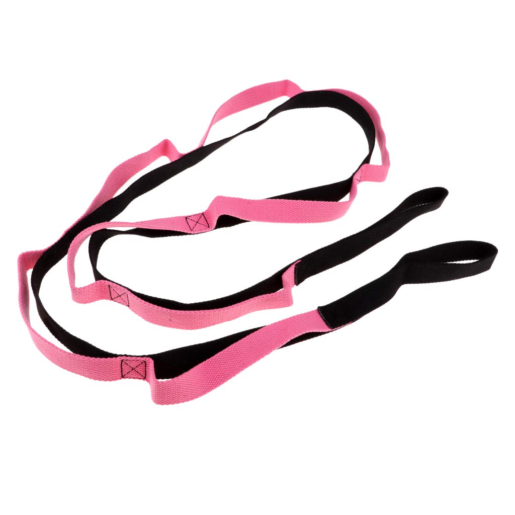 Yogagurt Stretch Yoga Gürtel Band mit Multi Grip Schlaufen Pink und Schwarz