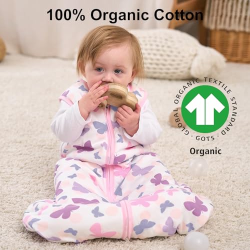 Image of Yoofoss Baby Sleep Sack 6-12 Months, 1.5 Tog Baby Wearable Blanket with 2-Way Zipper, 100% Cotton Organic Fabric Winter Infant Sleeping Sack, Warm Soft Comfy