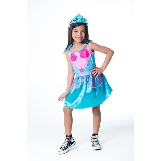 Kit Roupa de Fantasia Infantil, Fantasia Sereia, Roupa para Crianças, Traje de Festa - Tamanho GG