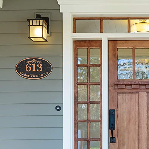 Personalized Address Plaque Sign Oval - Home Address Numbers Plate House Sign,Garden Wall Sign,Fade Resistance|Any Letters & Numbers 9.8 X 5.9 Inch(Brass) #TOP4
