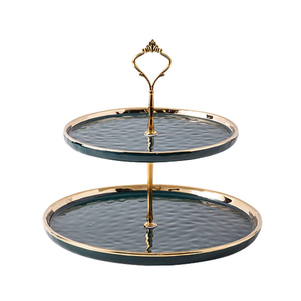 Présentoir à dessert double couche vert pour table basse de salon