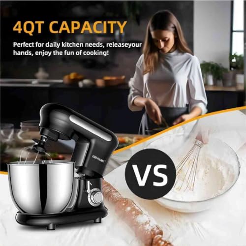 Stand Mixer, 3.5L Electric Kitchen Mixers for Baking, 6 Speeds Electric Kitchen Mixer with Dough Hook, Whisk, Beater, with Bowl, Dough Hook - Image 3