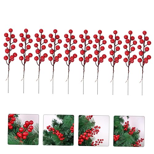 Cabilock 10pcs Artificial Berry Branch Artificial Berries Fake Berry Branches Red Berry Branches Fake Berry Christmas Home Decor Fake Red Berry Wedding Flower Fake Berries