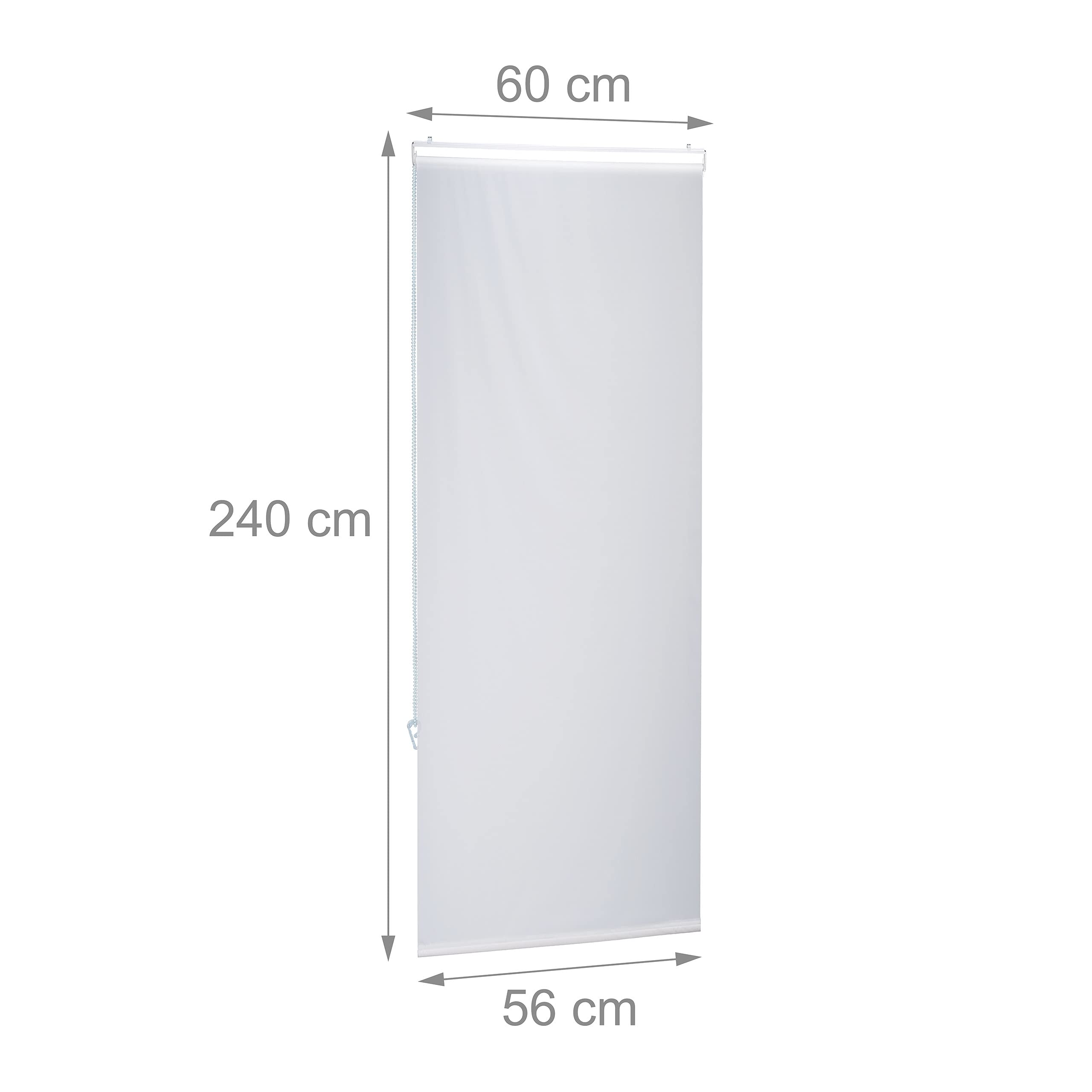 Relaxdays Bathroom Roller Blind, for Shower & Bathtub, Water Repellent, Quick Drying, Ceiling & Window, 60x240cm, White - Image 3