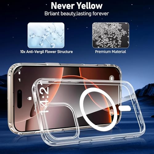 Image of REALCASE PC Ultra-Hybrid Back Case Cover For iPhone 16 Pro Max Compatible With Magsafe|Camera Protection|Hard Crystal Clear Back|Shockproof Bumper Cover Case For iPhone 16 Pro Max(Transparent)