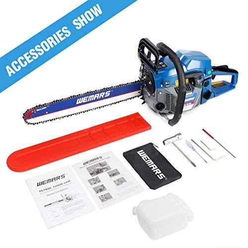 WEMARS Gas Chainsaw 58cc 18 Inch Power Chain Saw 2-Cycle Handed Petrol Chainsaws Gasoline Chain Saws Garden Tool for Cutting Wood Outdoor Home Farm Use