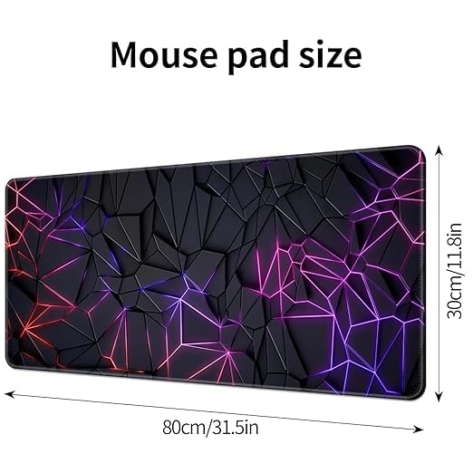 3D Gaming Keyboard Mouse Mat for Table Gaming Mouse Pad, 80 x 30 cm Large Desk Mat, Black, Anti-Slip Rubber Base for Work from Home, Office(with Keyboard Cleaning Brush) 1