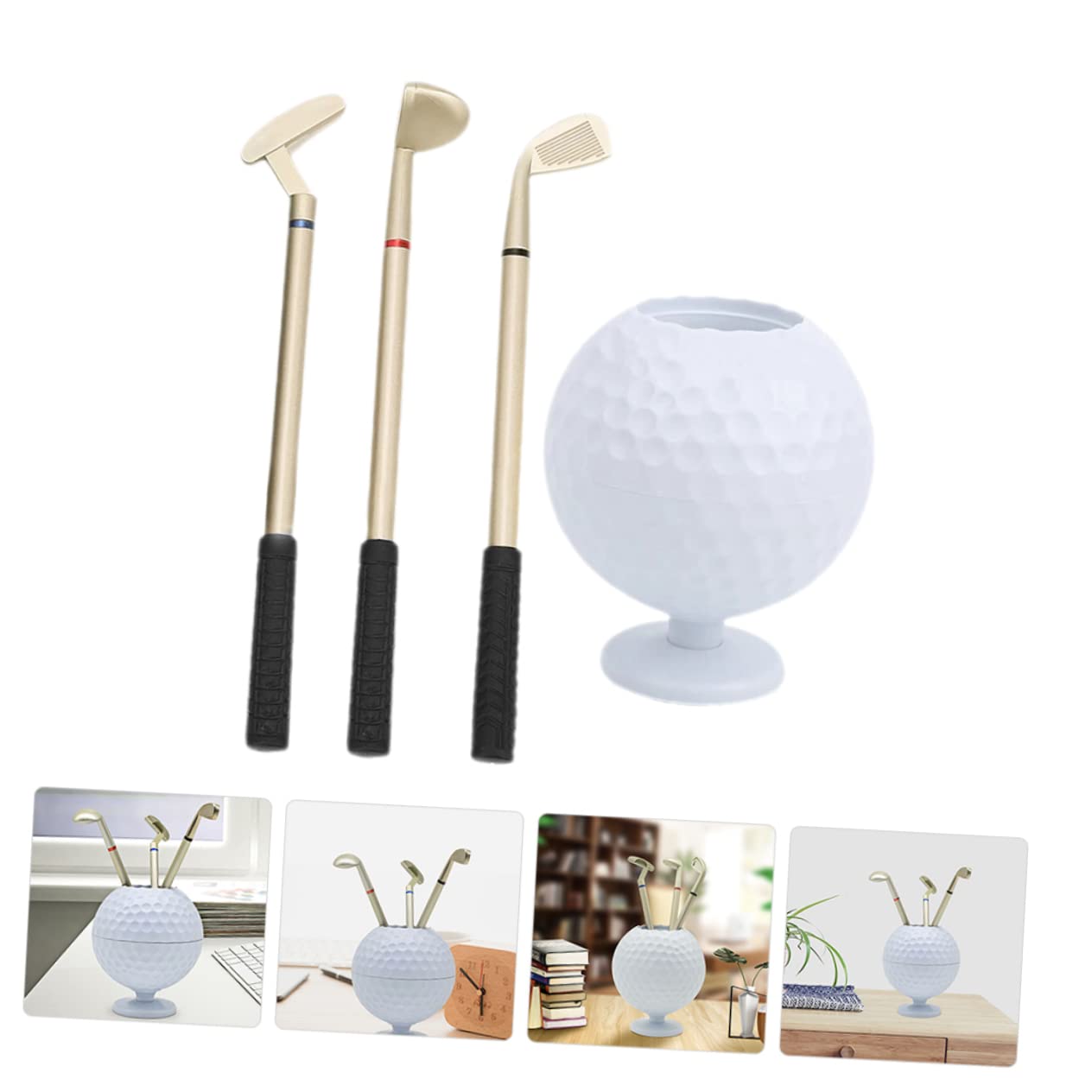 Ciieeo 2sets Penna Portapenne Forma Di Palla Da Golf Per Ufficio e Casa Organizer Multifunzionale Per Scrivania Decorazione Elegante e Per Golfisti e Appassionati Di Sport