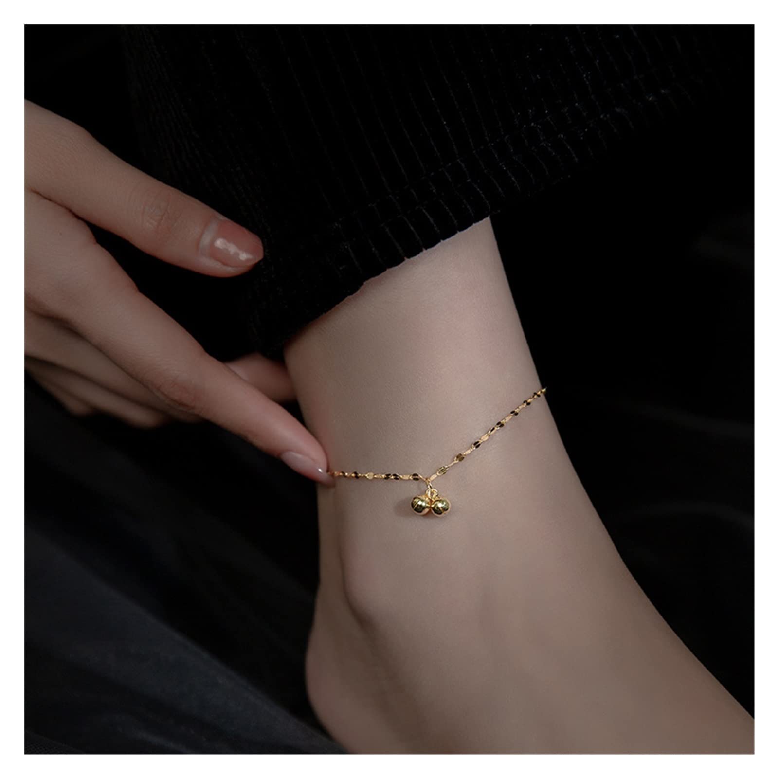 Fußkettchen, Hip-Hop-Mode, Doppelglocken-Fußkettchen für Damen, Kette, Party, Fußschmuck, Zubehör, Damen-Fußkettchen (Farbe: Grau, Größe: C)