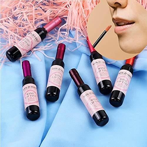 Wine Lip Tint Matte Lip Stain Liquid Lipstick,Long-Lasting Waterproof Moisturizing and Non-Stick Cup Lip Gloss Lip Sticks,Gift for Women, Girls,Girlfriends, Moms (A)