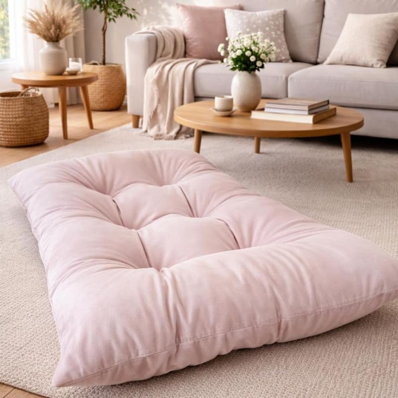 HAPPYRELAX - Cuscino per Cani Taglia Grande in Velluto Pregiato (110x75cm, h19cm) Cuccia Cane Interno Imbottita in Fiocco di Poliestere, Cuscino Cane Lavabile, Cucce Made in Italy (Rosa)