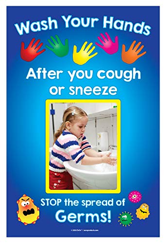 Daycare Posters - Hand Washing Posters - 12 x 18 Inches, Laminated Health Posters - Hand Washing Signs for Kids - Please Wash Your Hands Signs for Children - Educational Health and Hygiene Poster