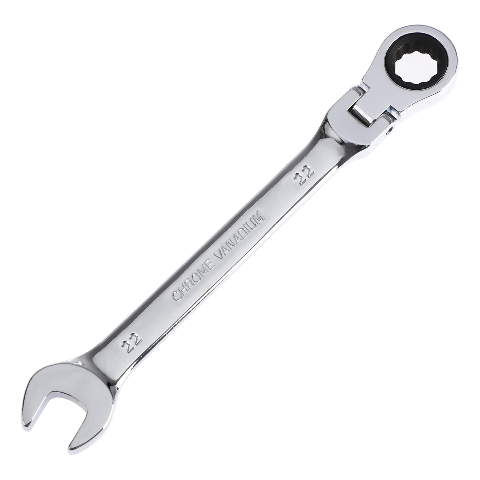 Pilida 22mm Ratcheting Combination Wrench 12 Point Metric Flex Rachet Head Gear Wrench Box End Spanner Chrome Vanadium Steel