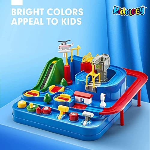 Image of Kidology Car Race Tracks Toy | Car Adventure Toy for 0-3 Years, Boys, Girls & Kids | Playset City Rescue Activity for Toddlers | Pre Educational Learning Puzzle Gift for Babies (4 Car Included)