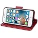 Arae Case for iPhone 6s / iPhone 6, Premium PU Leather Wallet case [Wrist Strap] Flip Folio [Kickstand Feature] with ID&Credit Card Pockets for iPhone 6s / 6 4.7 inch (Wine Red)