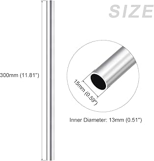 METALLIXITY 6063 Aluminum Tube (15mm OD x 13mm ID x 300mm L), Aluminum Round Tubing - for Home Furnishing, Machinery, DIY Handicraft