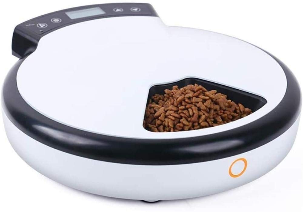 Distributore Automatico di mangime per Animali Timer Digitale programmabile Controllo delle porzioni Registrazione vocale Doppio Alimentatore Staccabile Alimenti per Alimenti Cibo Umido o Secco