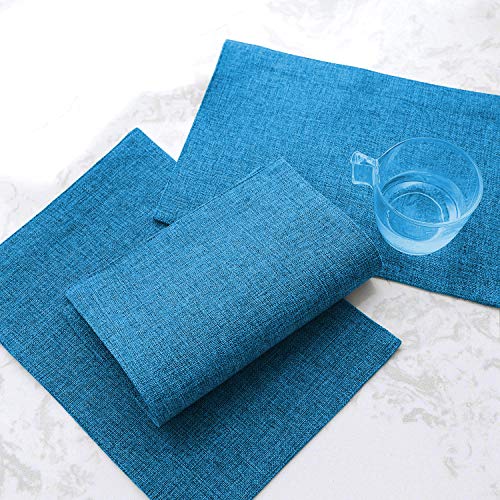 Image of Khooti Jute Tablemats /Placemats Heat Resistant Set of 1 Piece, Table Mats for Dining Table, Kitchen, Coffee Table, Wedding Party | 12 x 18 inches / 30 cm x 45 cm | Bondi Blue