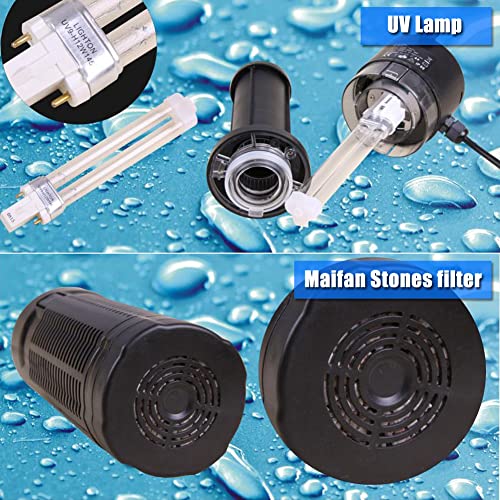 Image of TRUPOW 110v 265GPH Submersible Garden Pond Filter Water Fountain Pump with 13w Clarifier