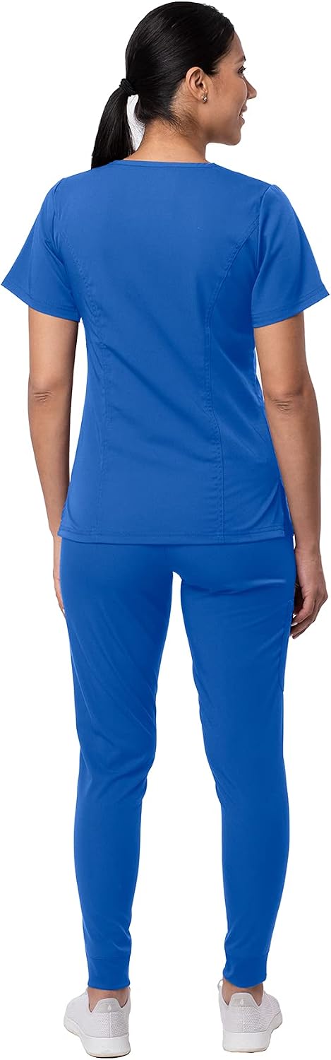 Adar Pro Flawless Plus Scrub Set for Women - Elevated V-Neck Top & Jogger Scrub Pants