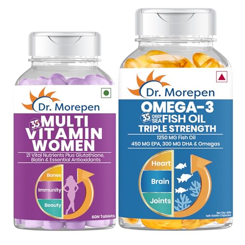 Dr. Morepen Multivitamin Women & Omega 3 Triple Strength with 21 ...