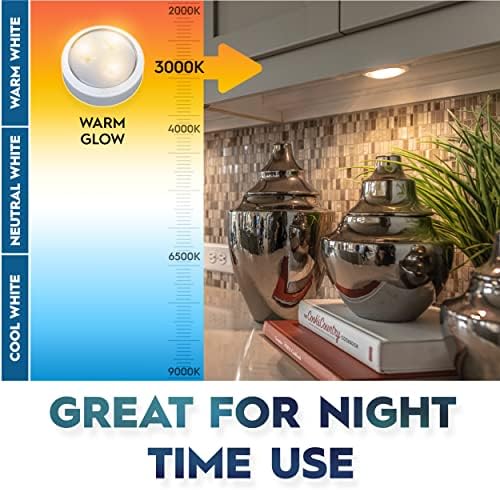 Brilliant Evolution Wireless Led Puck Light with Remote Control | Led Under Cabinet Lighting | Closet Light | Battery Powered Lights | Under Counter Lighting | Stick On Lights Full 6 Pack