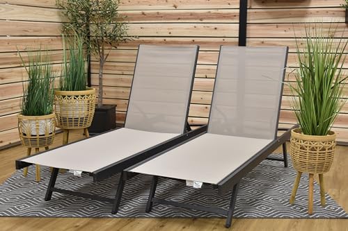 Image of Vivere Aluminum Urban Sun Lounger 2 Pack, Full Recline, Made with Premium Phifertex Outdoor Fabric - 265 lb Capacity (Cocoa)