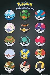 GB eye LTD, Pokemon, Pokeballs, Maxi Poster, 61 x 91.5 cm, Wood, Multi-Colour, 91.5 cm L X 61 cm W