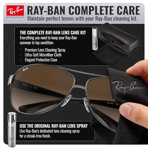Image of Ray-Ban RB3386 Pilot Shaped Sunglasses for Men with Official RAYBAN Eyewear Kit