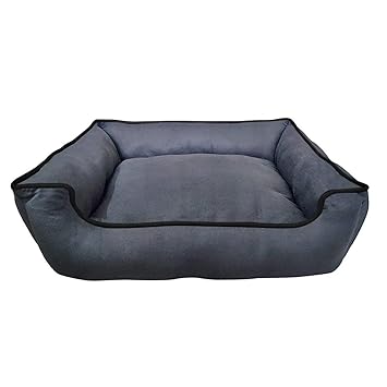 Mellifluous Large Size Dog and Cat Reversible Pet Bed, Grey-Black