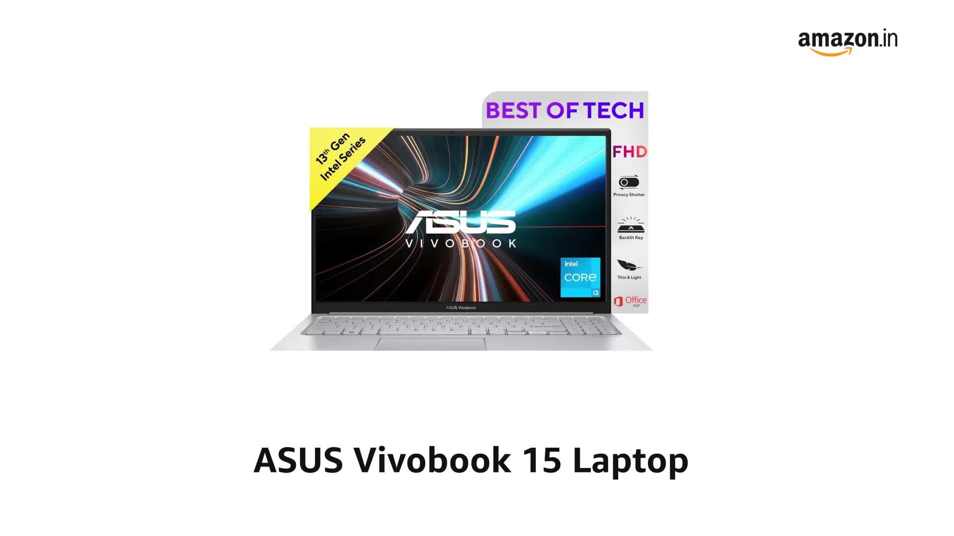 ASUS Vivobook 15, 13th Gen, Intel Core i3-1315U, 8GB RAM,512GB SSD