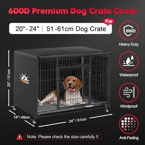 Zettum 60 cm Hundekäfig Abdeckung, Hundekäfigabdeckung Winddicht und langlebig, 600D Oxford strapazierfähig Hundebox Abdeckung, universell passend für Hundekäfige (Ohne Hundekäfig - 61x45x50 cm)