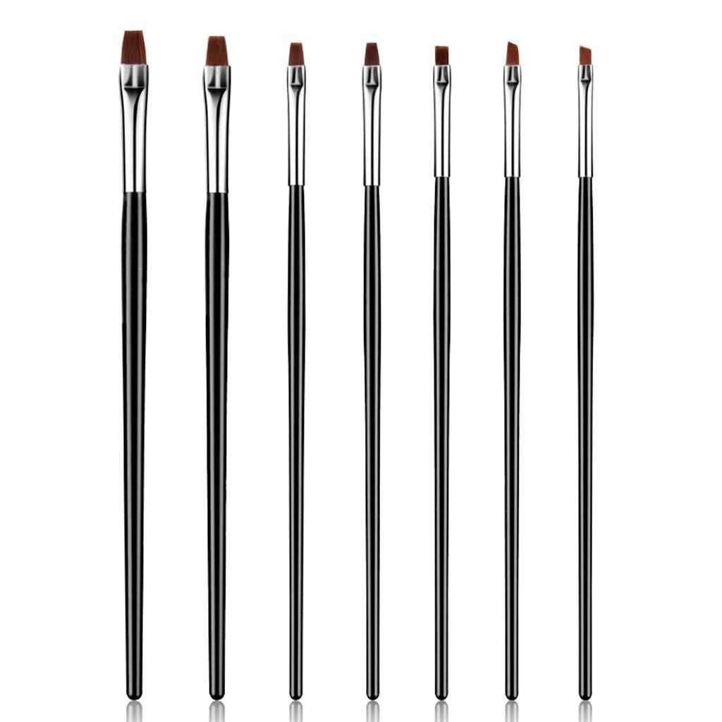 Juego de 7 Pinceles acrílicos para Pintar, Dibujar y tallar, para Esmalte de Gel, diseño Plano, para manicura y decoración de uñas.,