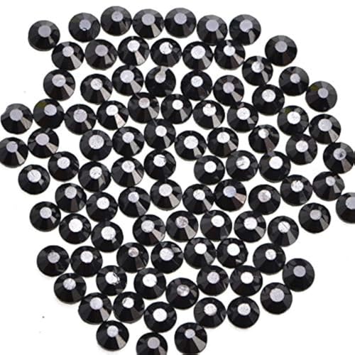 Image of 1000 Pieces Hot Fix Glass Flatback Rhinestones HotFix Round Crystal Gems (Jet Black, SS20)