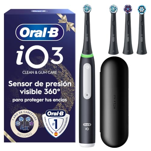 Oral-B iO 3 Cepillo de Dientes Eléctrico con 4 Cabezales, Negro