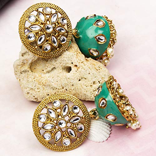 Kundan & Pearl Plated Jhumki Earrings
